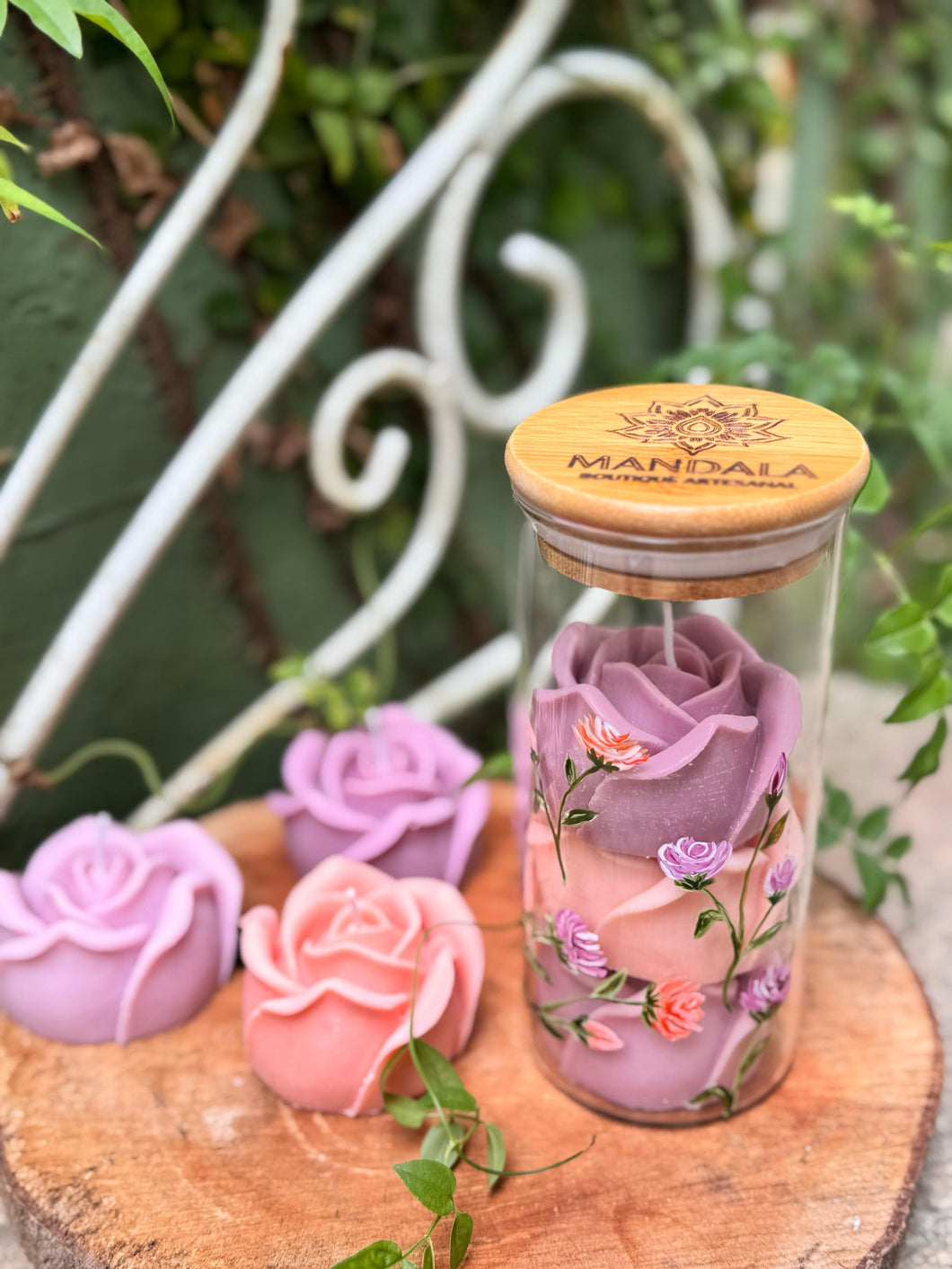 Rosas c/ vidro pintado a mão