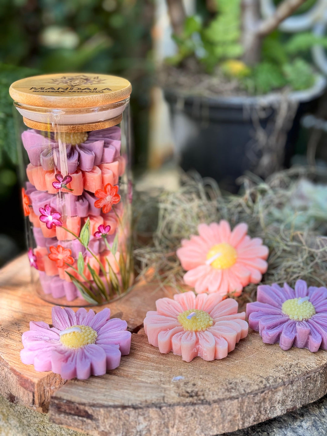 Margaridas c/ vidro pintado a mão